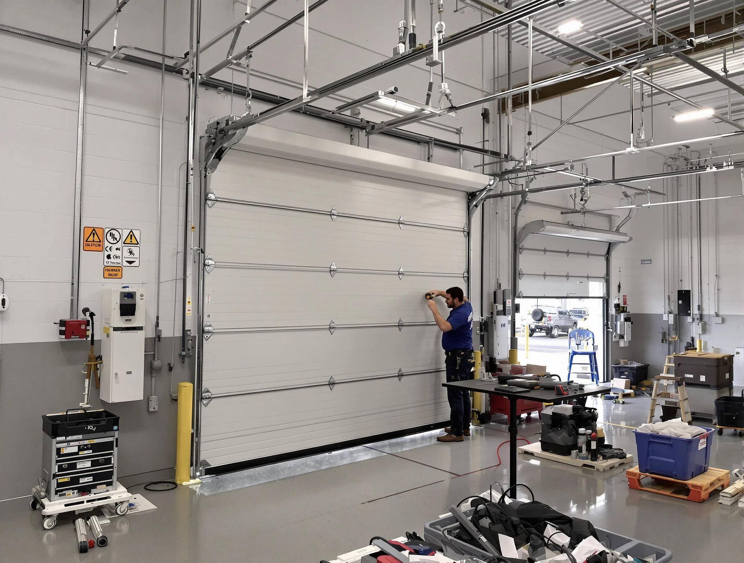 Commercial garage door repair being performed by West Haven Garage Door Repair expert in West Haven