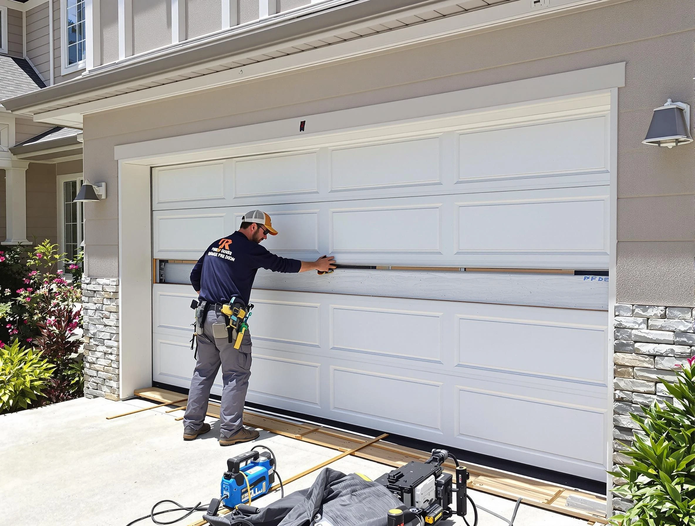 West Haven Garage Door Repair team performing complete garage door replacement at West Haven residence