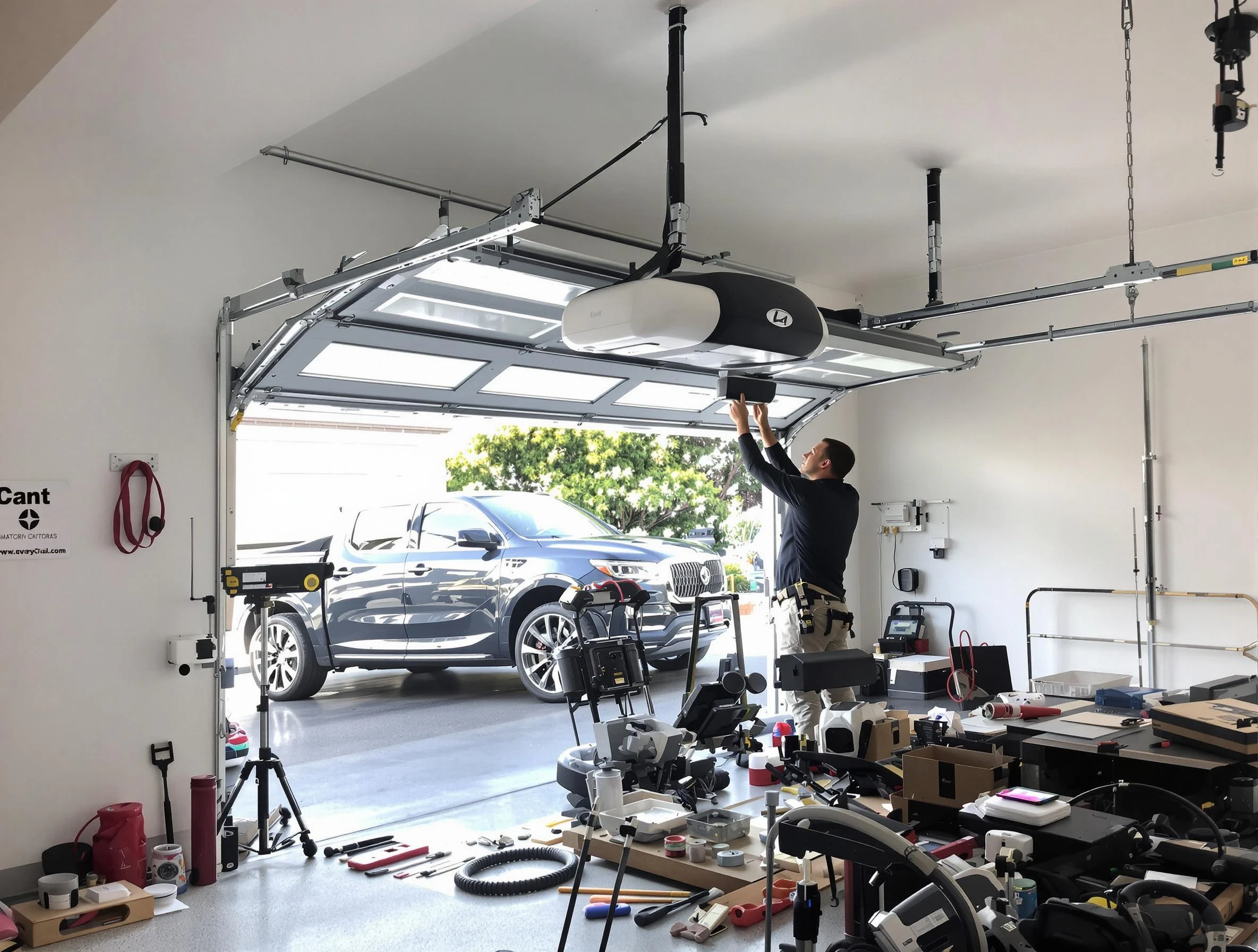 West Haven Garage Door Repair specialist installing smart garage door opener system in West Haven home