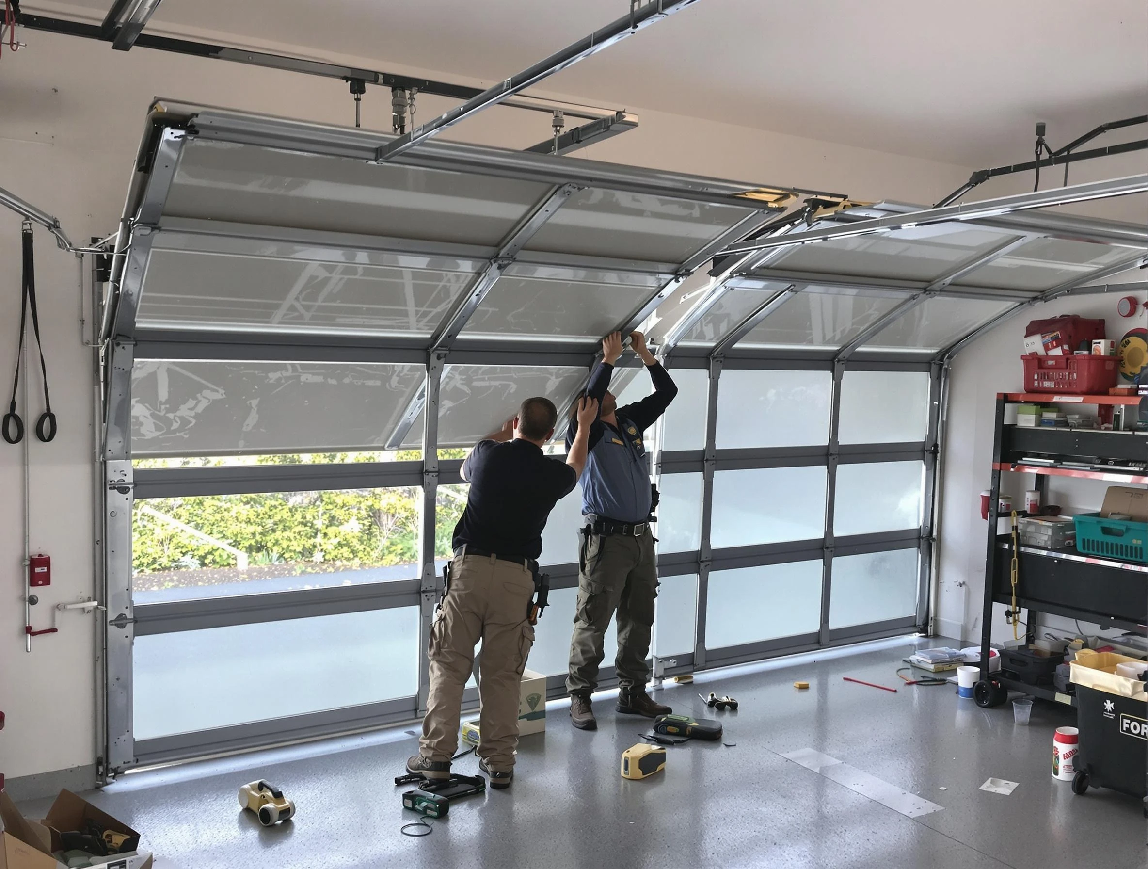 West Haven Garage Door Repair expert performing precise panel replacement on West Haven garage door
