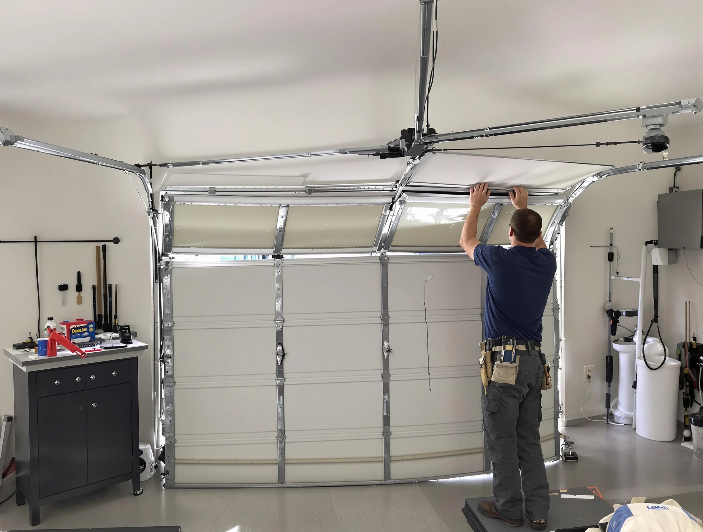 West Haven Garage Door Repair specialist performing precise section replacement on West Haven garage door